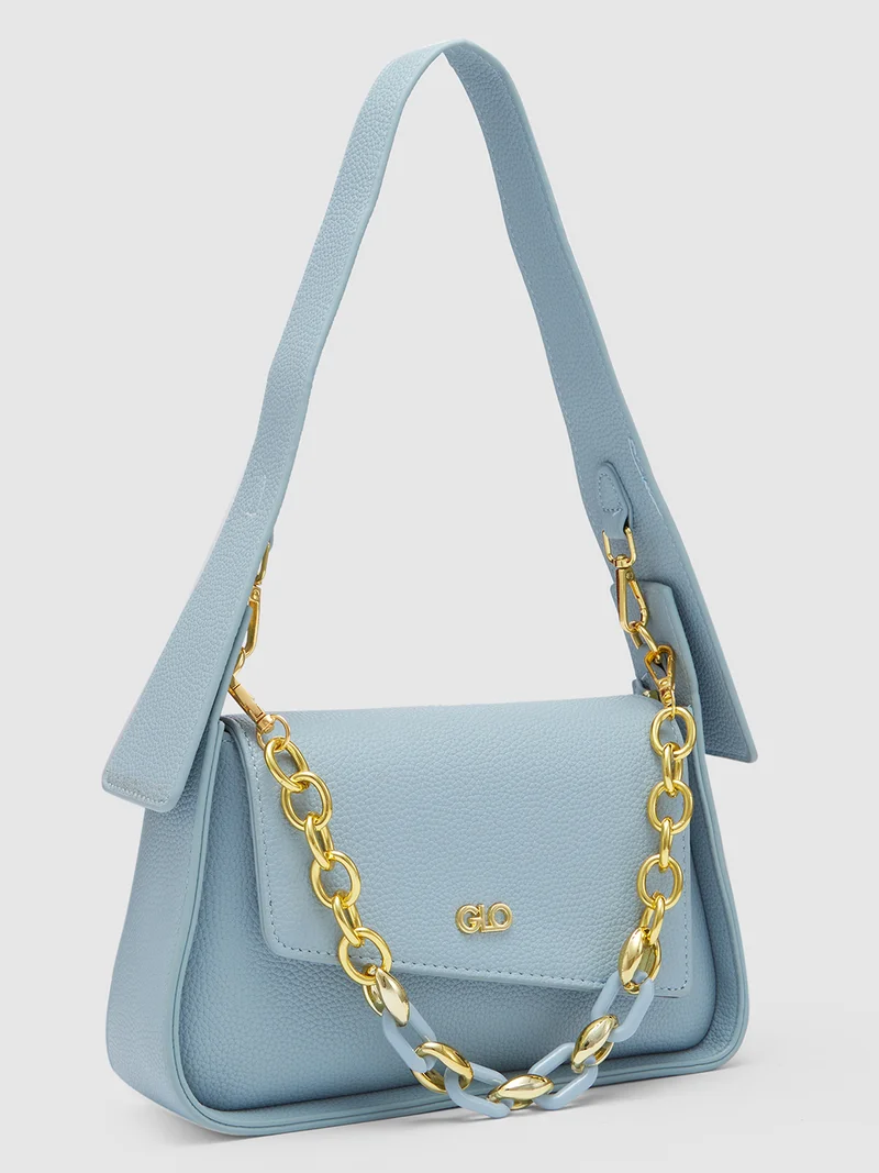 globus  Globus Women Blue Textured Handheld Bag  | Best Price UAE